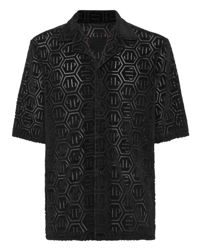 Shirt SS Bowling Fit Jacquard Monogram