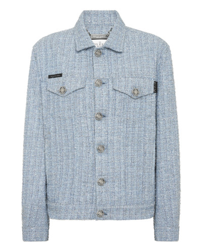Tweed Denim Cropped Jacket
