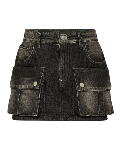 Denim Cargo Mini Skirt