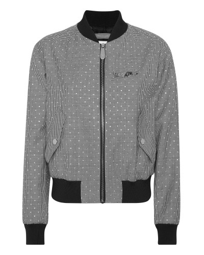 Cropped Bomber Pied de Poule