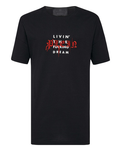 T-shirt Black Cut Round Neck Gothic Plein