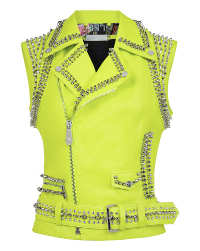 Leather Vest Short Studs