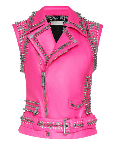 Leather Vest Short Studs