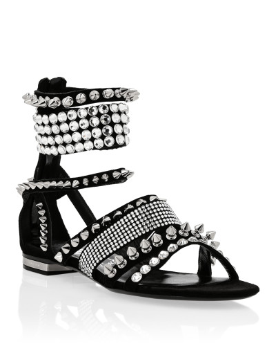 Suede Sandals Flat Studs