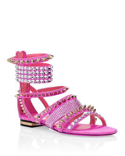 Suede Sandals Flat Studs