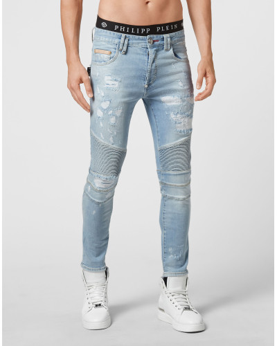 Denim Trousers Skinny Biker Fit Studs