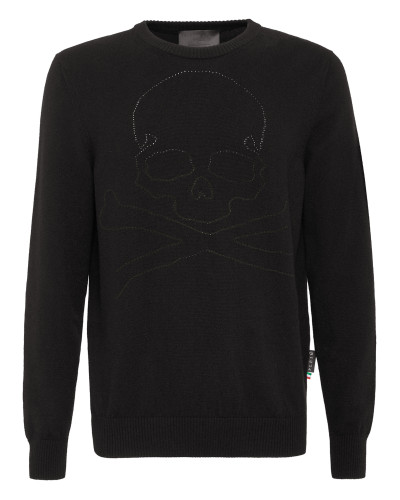 Cashmere Pullover Round Neck LS Skull and Plein