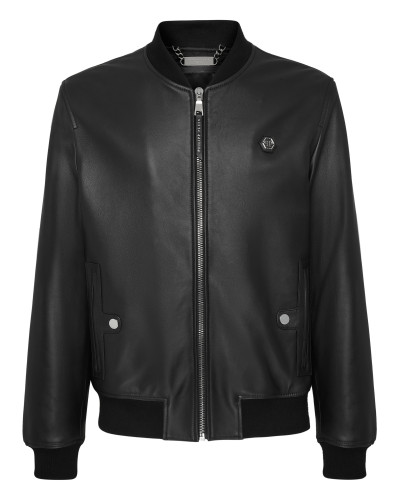 Leather Bomber Iconic Plein