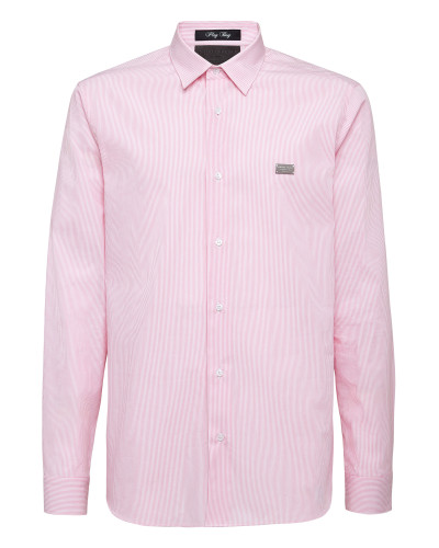 Cotton pinstripes Shirt Playboy Cut LS Skull