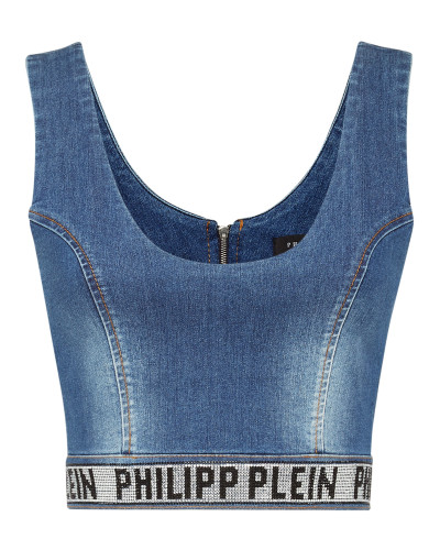 Denim Super Stretch Top Gothic Plein with Crystals