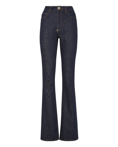 Denim High wasted flare Skull