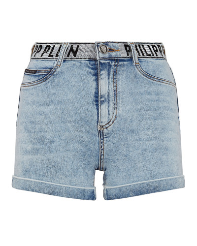 Denim Hot Pants Stones Philipp Plein TM with Crystals