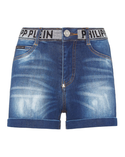 Denim Hot Pants Stones Philipp Plein TM with Crystals