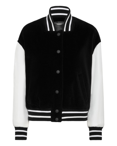 Velvet Bomber Jacket Skull with Crystals