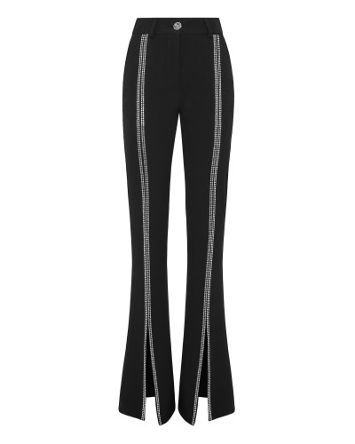 Cady High Waist Trousers Crystal with Crystals