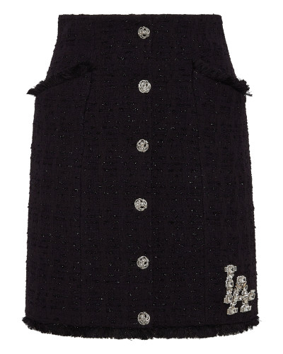 Tweed Short Skirt Crystal Skull