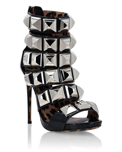 Patent Leather Sandals High Heels Studs