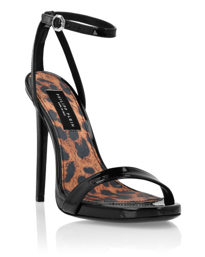 Patent Leather Sandals High Heels Leopard