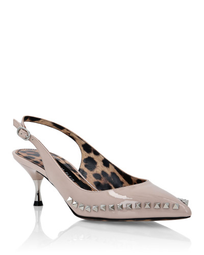 Patent Leather Decollete Mid Heels Studs