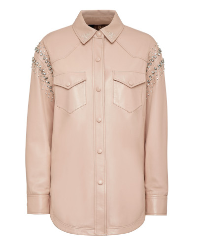 Oversize Leather Shirt Crystal