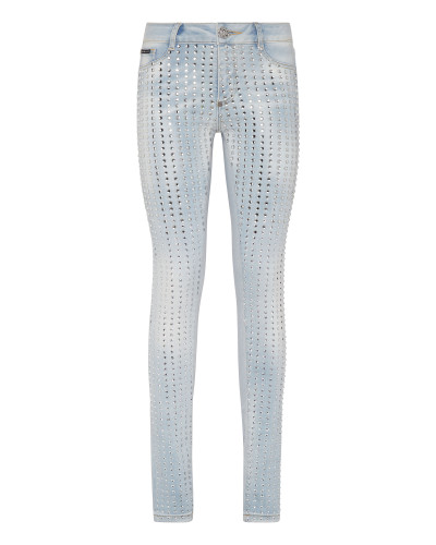 Denim Jeggins Crystal Pinstripe