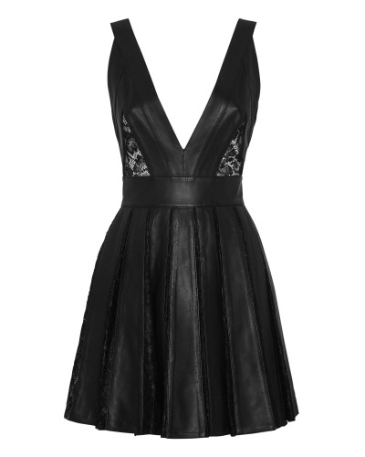 Leather Mini Dress Lace