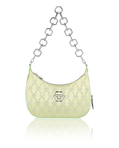 Satin Shoulder Bag Monogram Strass