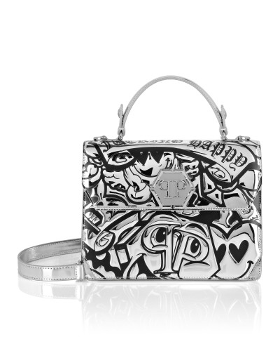 Mirror Leather Handle Bag Superheroine Smile