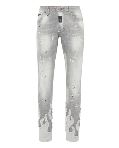 Denim Super Straight Cut Fit Trousers Flame