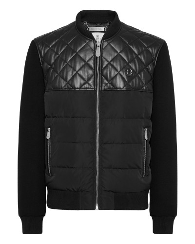 Puffer Leather Bomber Jacket LS