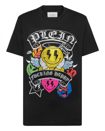 T-shirt Round Neck SS Strass Smile