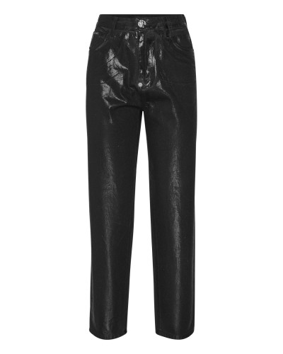 Coated Denim Trousers Mom Fit