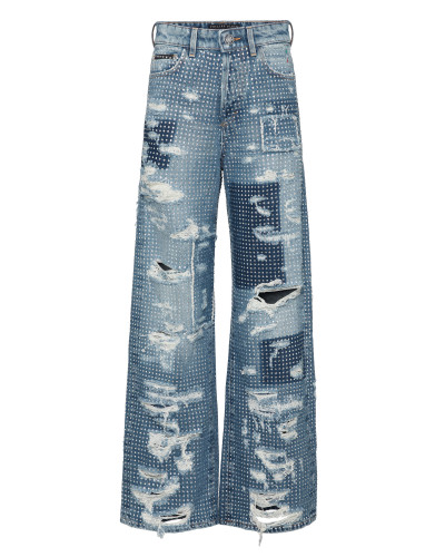Skater Fit Row Denim Trousers Studs