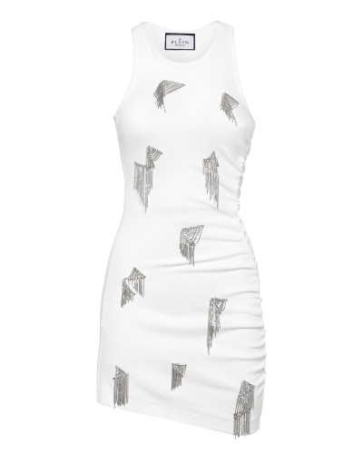 Jersey Rib Short Dress Fringe
