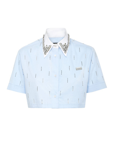 Poplin Cropped Shirt SS Strass