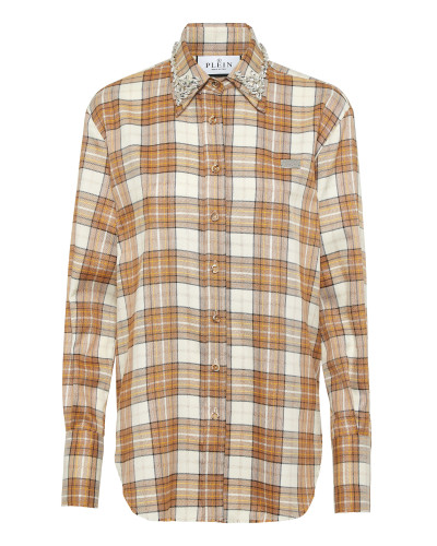 Checked Oversize Shirt LS Strass Flame