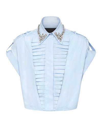 VOLANT CROPPED SHIRT SS STRASS