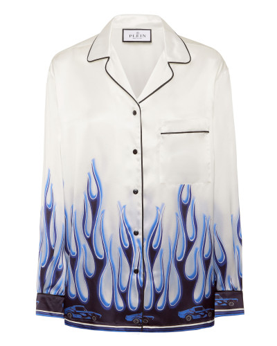 SATIN PIJAMA SHIRT LS FLAMES