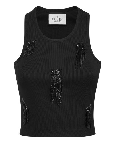 Jersey Rib Tank Top Fringe