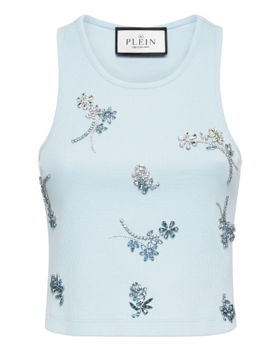 Jersey Rib Tank Top Flowers