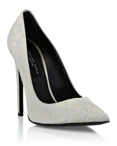 Satin Decollete Hi-Heels Monogram Strass