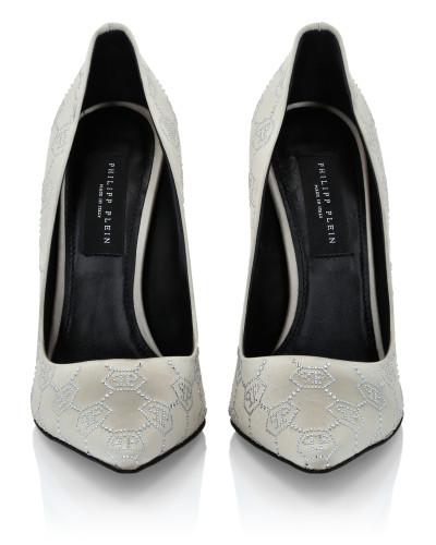 Satin Decollete Hi-Heels Monogram Strass