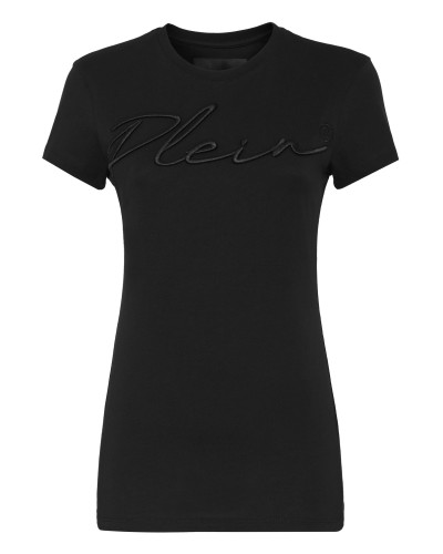 Satin T-shirt Round Neck SS Embroidery Signature