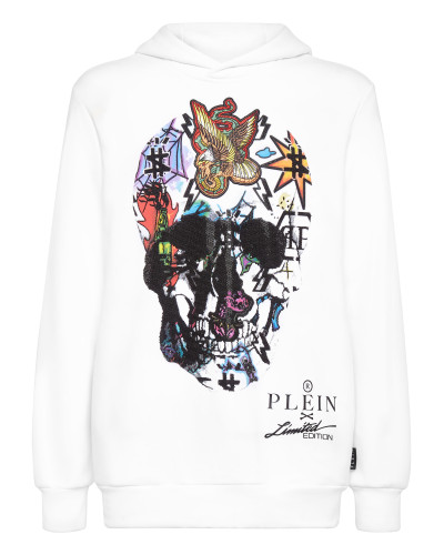 Hoodie sweatshirt Tattoo Skull strass