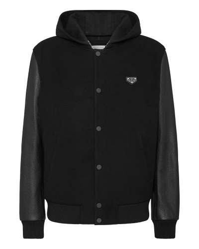 Bomber Jacket Leather Sleeves Iconic Plein