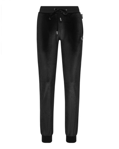 Chenille Jogging Trousers Strass Skull