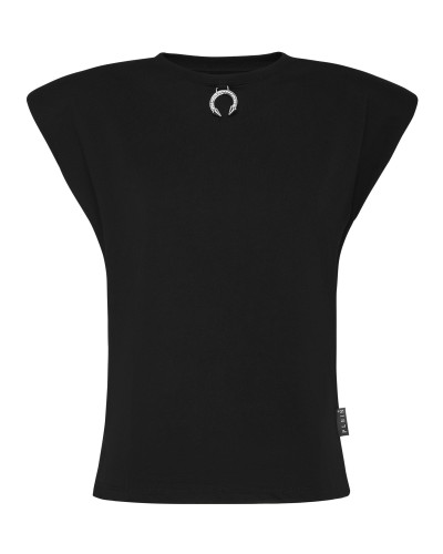 Tank Top Round Neck Piercing With Padded Shoulder