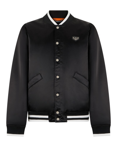 Satin College Bomber Plein Logo