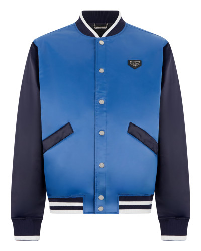 Satin College Bomber Plein Logo