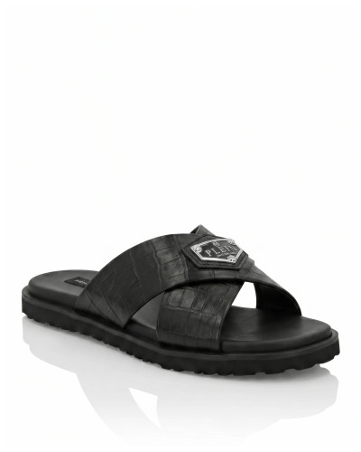Leather Slippers Criss-Cross Cocco